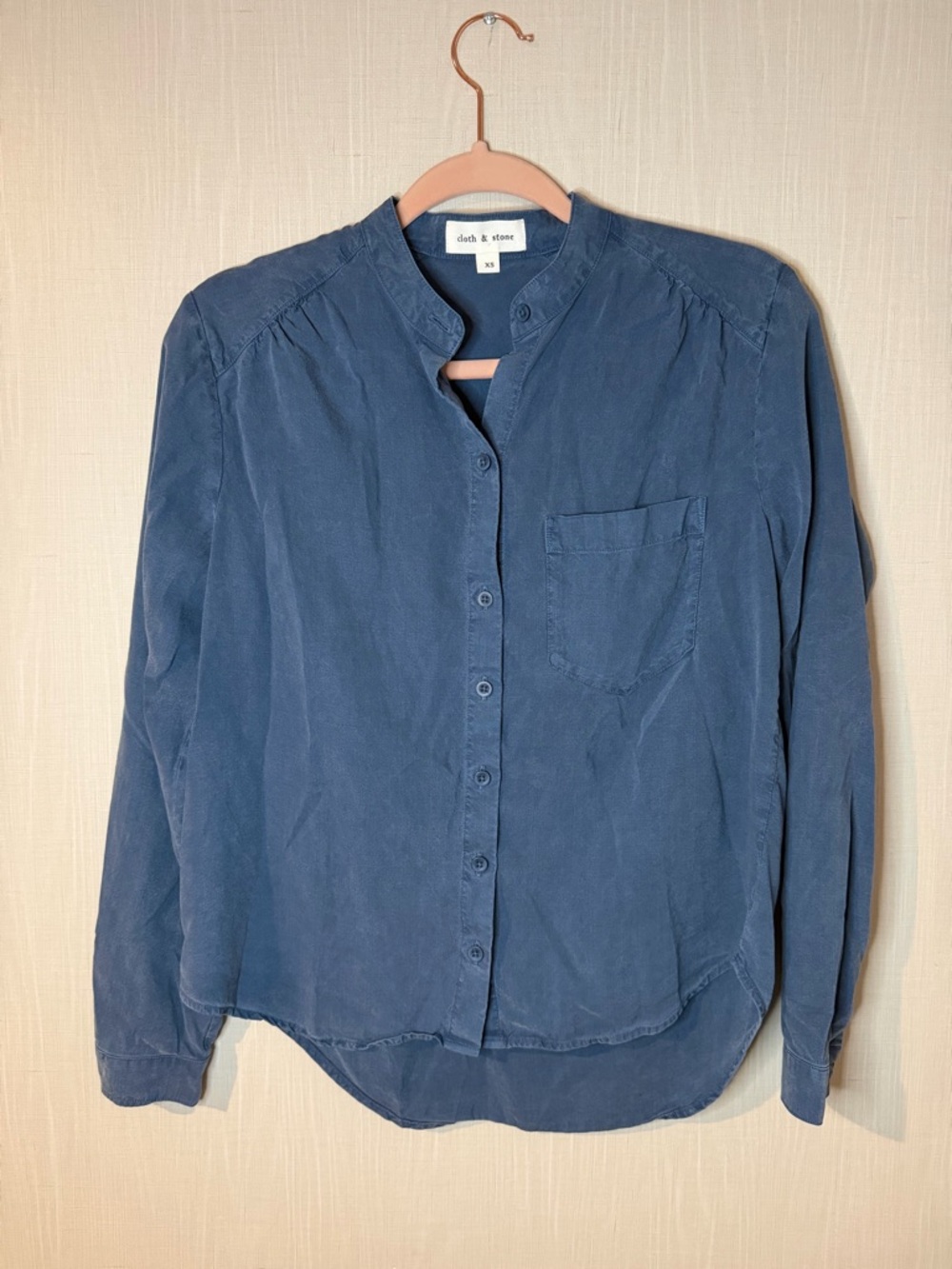 Anthropologie Cloth & Stone Dusty Blue Tencel Button-Down Shirt XS